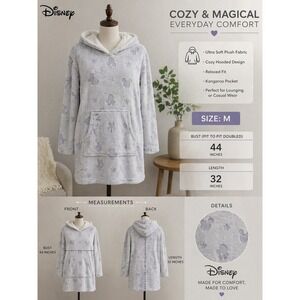 Disney Mickey Mouse Plush Hooded Lounger Lavender Grey Star Embossed Medium